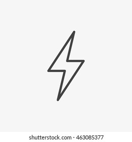 Outline lightning icon isolated on grey background. Line bolt symbol for website design, mobile application, ui. Vector illustration, eps10.