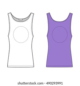 Outline lilac vest vector illustration isolated on white (front view)