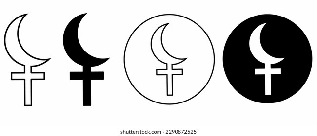 conjunto de signos de Lilith Moon de contorno aislado en fondo blanco