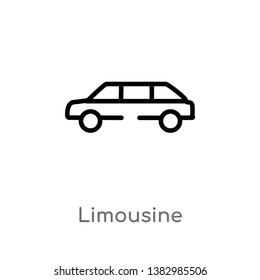 outline limousine vector icon. isolated black simple line element illustration from luxury concept. editable vector stroke limousine icon on white background