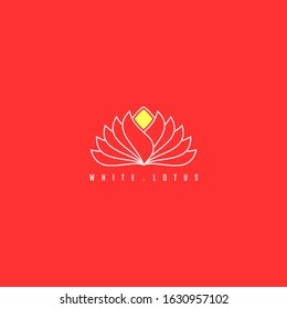 Outline (Line art) White Lotus vector Illustration for logo template design
