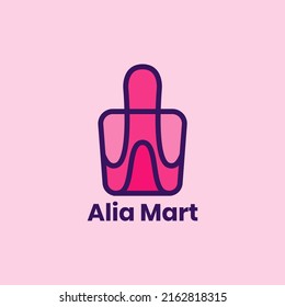Icono de la compra de bolsos de línea de esquema y logotipo de mercado para el comercio electrónico y el logotipo de la tienda
