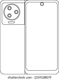 Outline line drawing modern smartphone