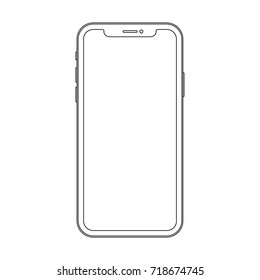 Outline line drawing modern smartphone. Elegant thin stroke line style design. - Shutterstock ID 718674745