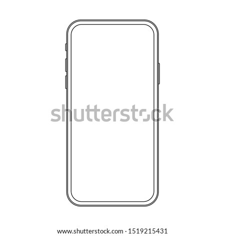 Outline line drawing modern smartphone. Elegant thin stroke line style design