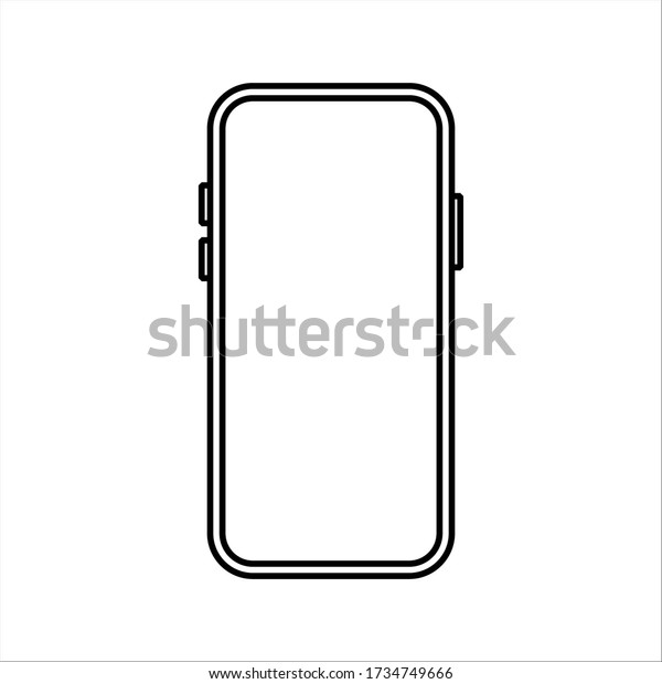 Outline Line Drawing Modern Smartphone Elegant Stock Vector (Royalty ...