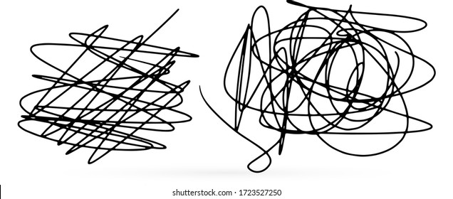 Outline line set icon isolated on white. Abstract doodle kids hand drawing art line. Sketch vector stock illustration