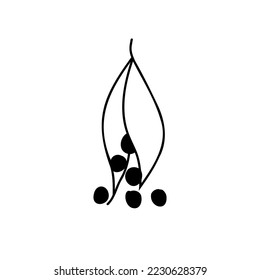 Outline linear doodle green pea pod in cartoon style. Bob, bean icon isolated on white background