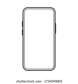 Outline linear style design. Drawing modern smartphone on white background. Vector illustration.