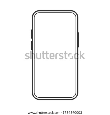 Outline linear style design. Drawing modern smartphone on white background. Vector illustration.