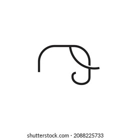 Outline lineart elephant vector logo design