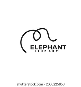 Outline lineart elephant vector logo design