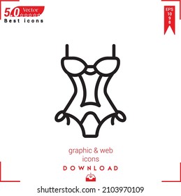 Icono de lencería de esquema. vector de icono de lencería aislado en fondo blanco. Diseño gráfico, diseño de material, iconos de Best sellers 2022, aplicación móvil, diseño de UI UX, vector de formato EPS 10