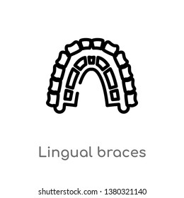 outline lingual braces vector icon. isolated black simple line element illustration from dentist concept. editable vector stroke lingual braces icon on white background