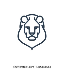 Outline Lion Head Vector Logo Illustration