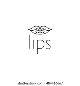 outline lips logo graphic design concept. Editable lips element, can be used as logotype, icon, template in web and print 
