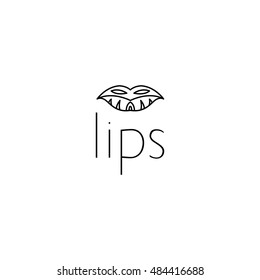 outline lips logo graphic design concept. Editable lips element, can be used as logotype, icon, template in web and print 