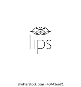 outline lips logo graphic design concept. Editable lips element, can be used as logotype, icon, template in web and print 