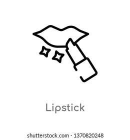 outline lipstick vector icon. isolated black simple line element illustration from beauty concept. editable vector stroke lipstick icon on white background