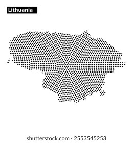 The outline of Lithuania is displayed using a dotted pattern, providing a unique representation of the country's shape and borders.