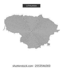 The outline of Lithuania is displayed using a dotted pattern, providing a unique representation of the country's shape and borders.