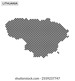 The outline of Lithuania is displayed using a dotted pattern, providing a unique representation of the country's shape and borders.