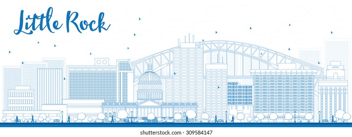 Outline Little Rock Skyline with Blue Buildings. Vector Illustration. Business travel and tourism concept with modern buildings. Image for presentation, banner, placard and web site.