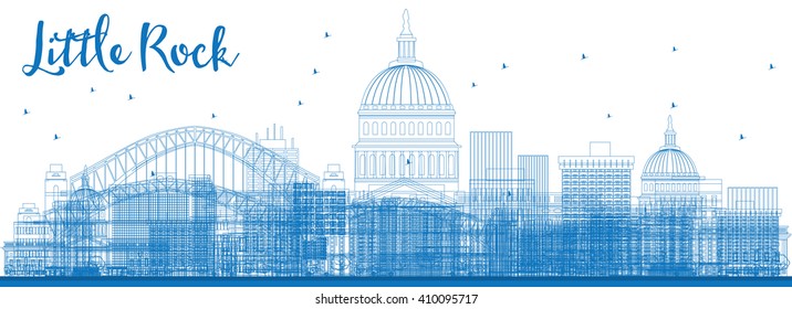 Outline Little Rock Skyline with Blue Buildings. Vector Illustration. Business travel and tourism concept with modern buildings. Image for presentation, banner, placard and web site.