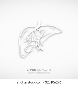 Outline Liver Concept Sign. Template for School, Hospital, Medical Poster or Your Art Works.