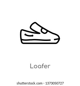 outline loafer vector icon. isolated black simple line element illustration from clothes concept. editable vector stroke loafer icon on white background