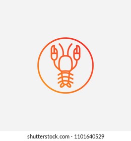 Outline lobster icon,gradient illustration,vector animal sign symbol