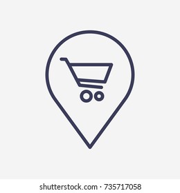 Outline location cart icon illustration vector symbol