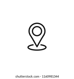 Outline location icon. GPS pointer.  Map pin. Navigator guide. Vector line simple button.  Black pictogram isolated on white.
