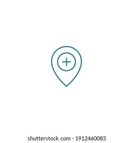 Símbolo del vector de ilustración de icono de ubicación de esquema para sitio web, marca, punto, posición, gps