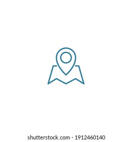 Símbolo del vector de ilustración de icono de ubicación de esquema para sitio web, marca, punto, posición, gps