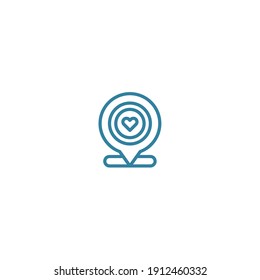 Símbolo del vector de ilustración de icono de ubicación de esquema para sitio web, marca, punto, posición, gps