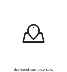 Símbolo del vector de ilustración de icono de ubicación de esquema para sitio web, marca, punto, posición