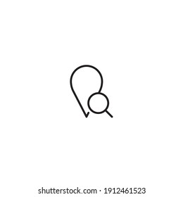 Símbolo del vector de ilustración de icono de ubicación de esquema para sitio web, marca, punto, posición