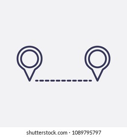 Outline location icon illustration,vector pin sign,distance symbol