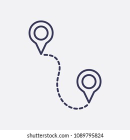 Outline location icon illustration,vector pin sign,distance symbol