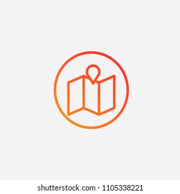 Outline location icon,gradient illustration,vector pin sign,map symbol