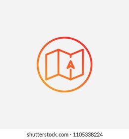 Outline location icon,gradient illustration,vector pin sign,map symbol