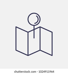 Outline location in map icon illustration isolated vector sign symbol