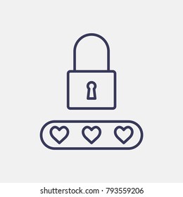 Outline lock heart valentines day icon illustration isolated vector sign symbol