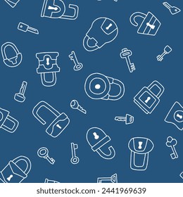 Outline Lock and Key Seamless Pattern Vector illustration for Print, Wallpaper, Decoration.