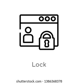 outline lock vector icon. isolated black simple line element illustration from gdpr concept. editable vector stroke lock icon on white background
