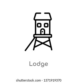 outline lodge vector icon. isolated black simple line element illustration from camping concept. editable vector stroke lodge icon on white background