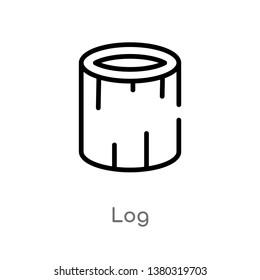 outline log vector icon. isolated black simple line element illustration from camping concept. editable vector stroke log icon on white background