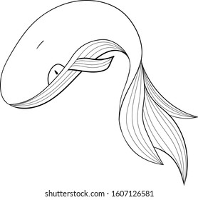 Outline logo of a blue whale. Save whale animal logo illustration. Ocean, sea. Line art style. Isolated vector illustration. Outline icon