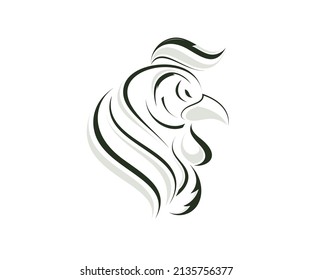 outline logo design icon rooster
